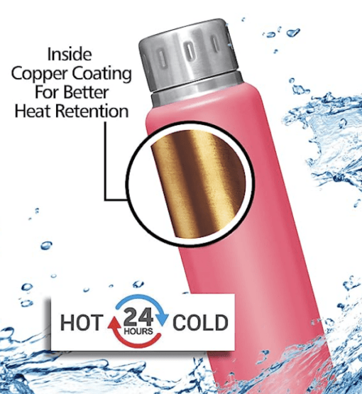 Milton Elfin 500 Thermosteel 24 Hours Hot and Cold Water Bottle, 500 ml, Pink | Leak Proof | Easy to Carry | Office Bottle | Hiking | Trekking | Travel Bottle | Gym | Home | Kitchen Bottle - Image 2